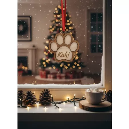 Bombka 3D sklejka (łapka pupila)-  personalizacja